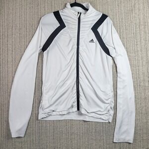 Adidas Jacket Womens Small White Black ATS DRY Full Zip Long Sleeve Running Top‎